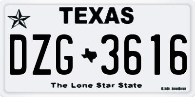 TX license plate DZG3616
