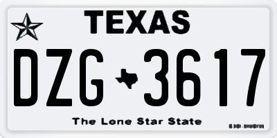 TX license plate DZG3617