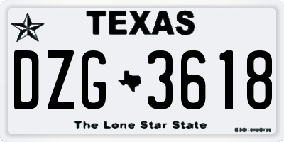 TX license plate DZG3618