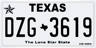 TX license plate DZG3619