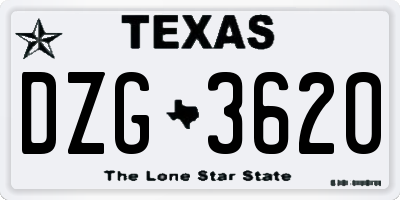 TX license plate DZG3620