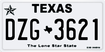 TX license plate DZG3621
