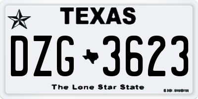 TX license plate DZG3623