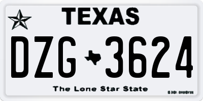 TX license plate DZG3624