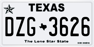 TX license plate DZG3626