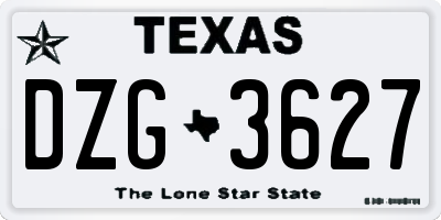 TX license plate DZG3627