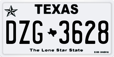 TX license plate DZG3628