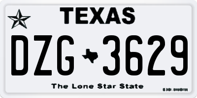 TX license plate DZG3629