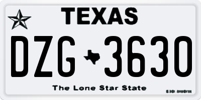 TX license plate DZG3630