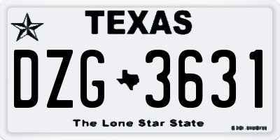 TX license plate DZG3631