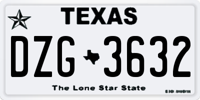 TX license plate DZG3632