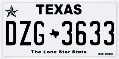 TX license plate DZG3633
