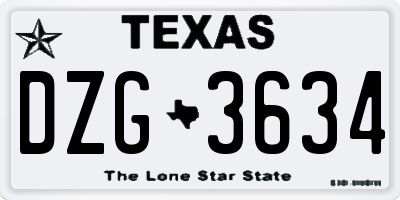 TX license plate DZG3634