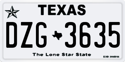 TX license plate DZG3635
