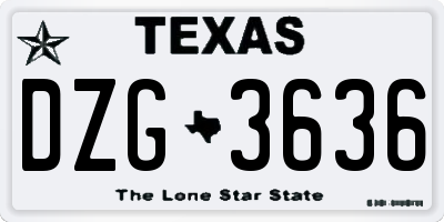 TX license plate DZG3636