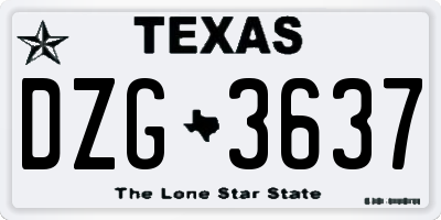 TX license plate DZG3637