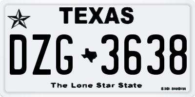 TX license plate DZG3638