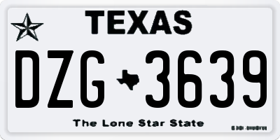 TX license plate DZG3639