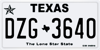 TX license plate DZG3640