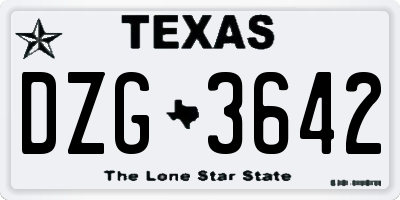 TX license plate DZG3642