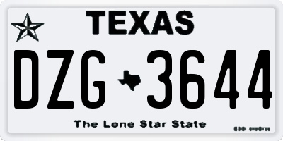 TX license plate DZG3644