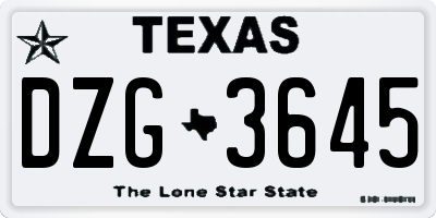 TX license plate DZG3645