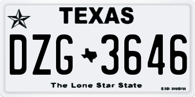 TX license plate DZG3646