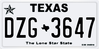 TX license plate DZG3647