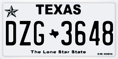 TX license plate DZG3648