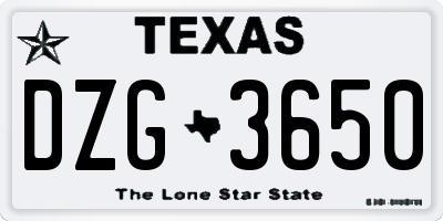 TX license plate DZG3650