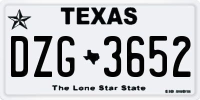 TX license plate DZG3652