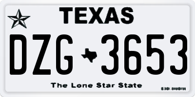 TX license plate DZG3653
