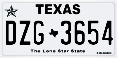 TX license plate DZG3654