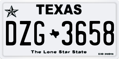 TX license plate DZG3658