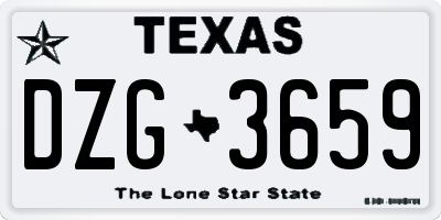 TX license plate DZG3659