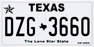 TX license plate DZG3660