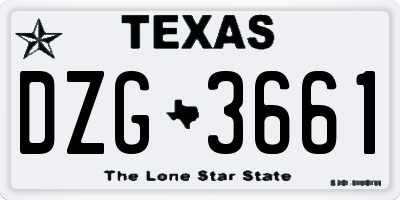 TX license plate DZG3661