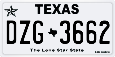 TX license plate DZG3662