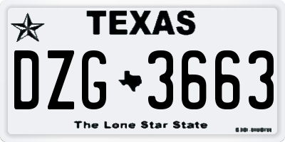 TX license plate DZG3663