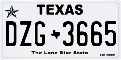 TX license plate DZG3665