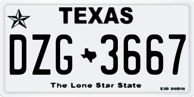 TX license plate DZG3667