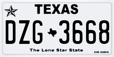 TX license plate DZG3668