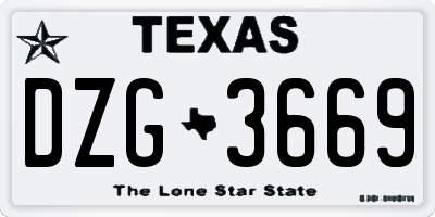 TX license plate DZG3669