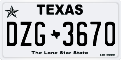 TX license plate DZG3670
