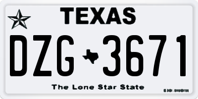 TX license plate DZG3671