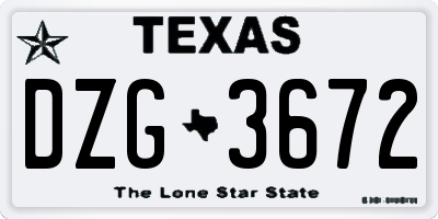 TX license plate DZG3672