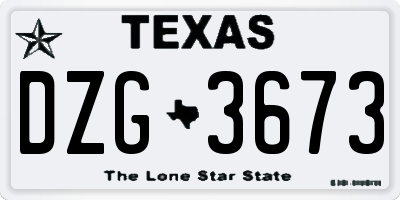 TX license plate DZG3673