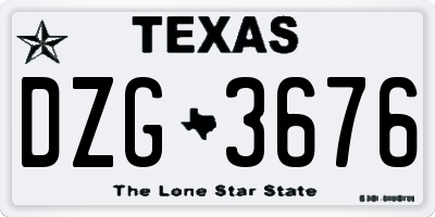 TX license plate DZG3676