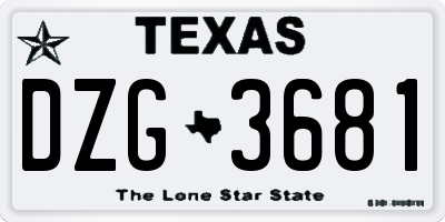 TX license plate DZG3681