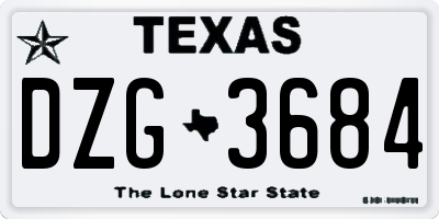 TX license plate DZG3684